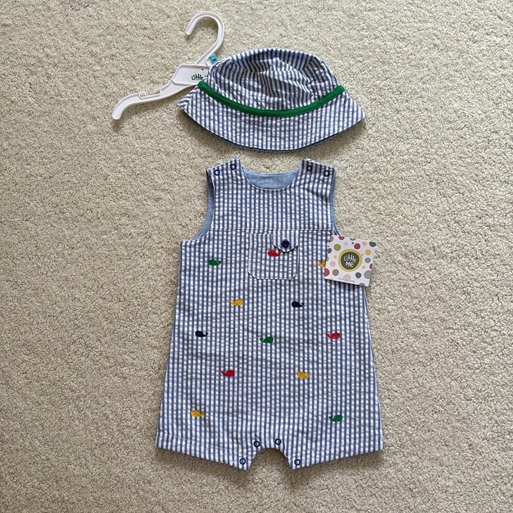 Little Me 6 mo. Boys Outfit with Matching Hat